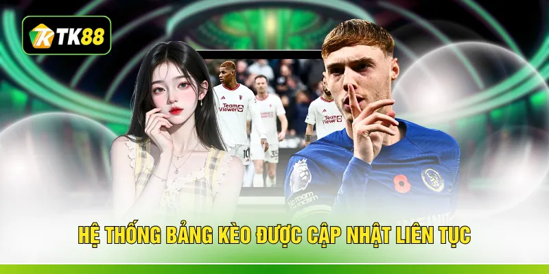 Hệ thống bảng kèo được cập nhật liên tục