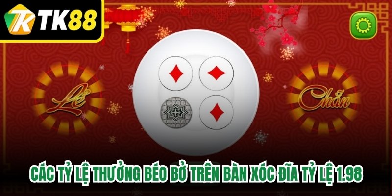 Các tỷ lệ thưởng béo bở trên bàn xóc đĩa tỷ lệ 1.98